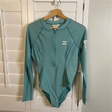 Billabong Swim Nwt Billabong Womens Beach Babe Blue Long Sleeve Swim Surf Suit Size L Upf