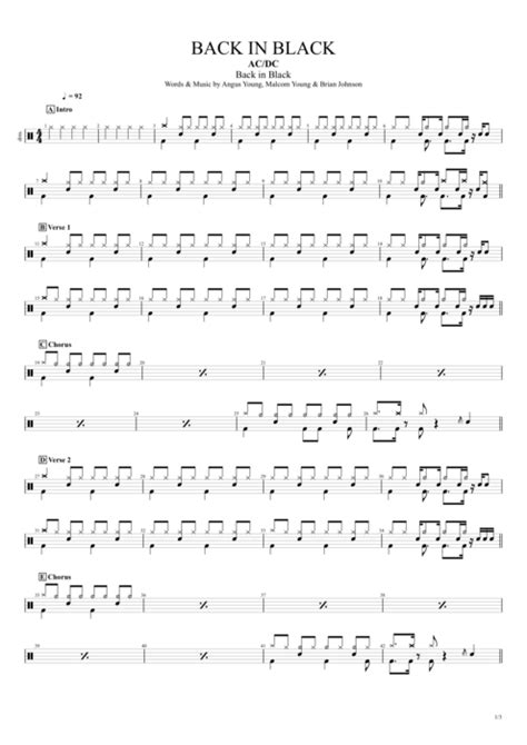 Tablature Back In Black De Ac Dc Guitar Pro Full Score Mysongbook