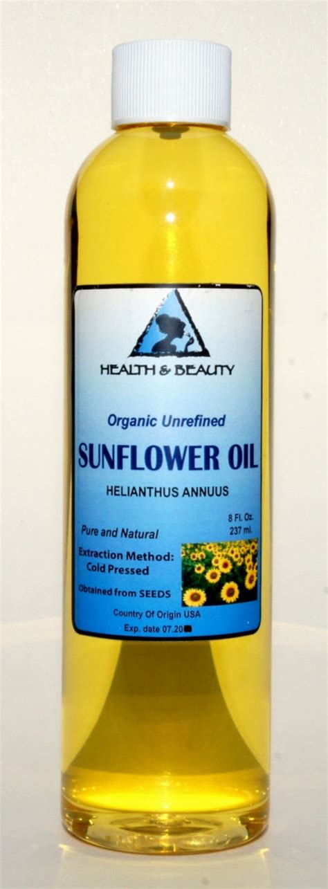 8 Oz SUNFLOWER OIL UNREFINED Organic Carrier Cold By HBOilsCenter