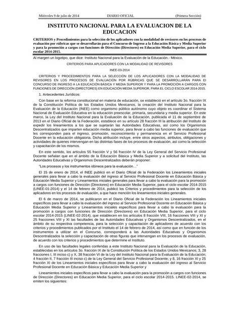 PDF INSTITUTO NACIONAL PARA LA EVALUACION DE LA EDUCACION INTERN