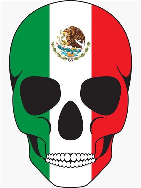 "Mexican Flag Skull" Sticker by LGdesigns | Redbubble