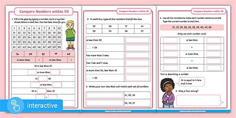 👉 Interactive Pdf Y1 Wrm Compare Numbers Within 50