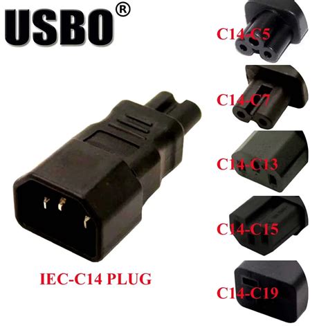 Black Copper IEC320 C14 Universal Electrical AC Power Adaptor Plug C14