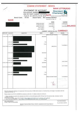 Sample Bank Statements In Pdf Ms Word Ms Excel