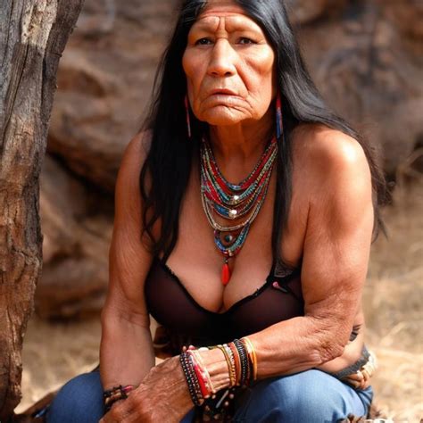 Native American Mature Woman Showing Cleavage Sittin Openart