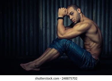Nude Muscular Man Sitting Over Royalty Free Licensable Stock Photos Shutterstock