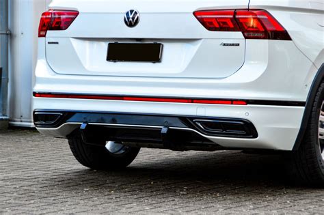 Performance Rear Bumper Diffuser Addon With Ribs Fins For VW Tiguan 2