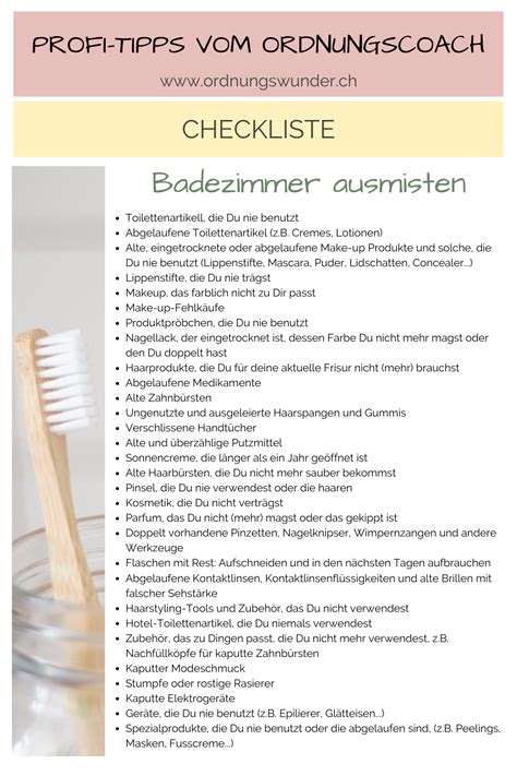 Checkliste Im Badezimmer gründlich ausmisten aussortieren und