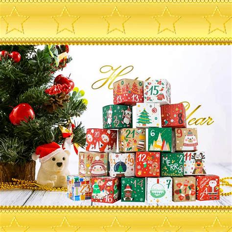 24 Cajas De Calendario De Adviento De Navidad Cajas De Regalo De