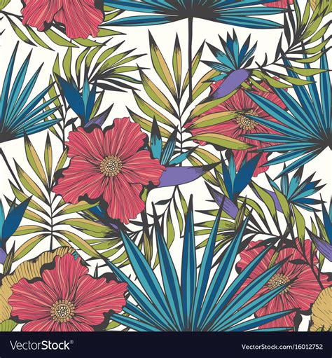 Tropics Seamless Hand Drawn Pattern For Design Vector Image