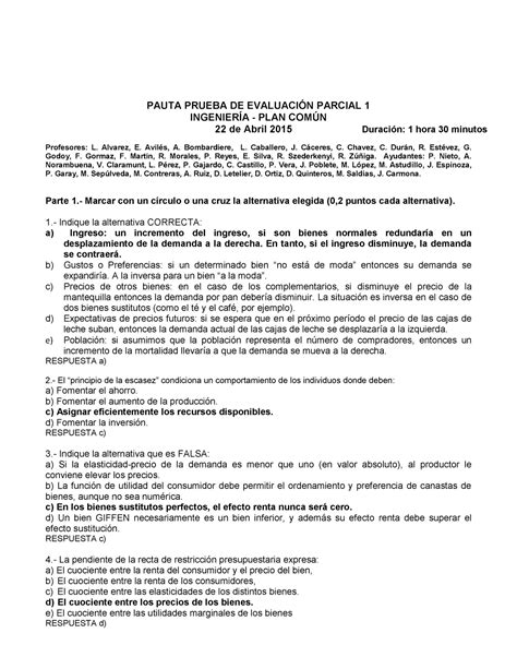 Examen 22 Mayo 2015 Preguntas Y Respuestas PAUTA PRUEBA DE