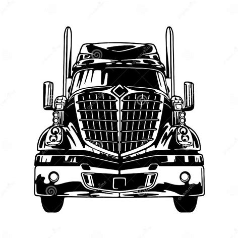 Semi Truck - American Truck - Line Art Vector Illustration Stock Vector ...