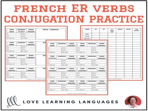 Er Verbs Conjugation Worksheet