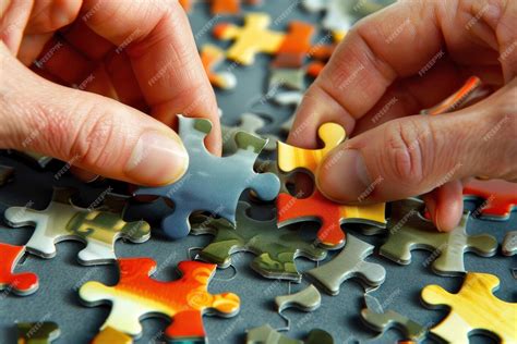 Premium Photo Hands Join Puzzle Pieces Putting The Jigsaws Team