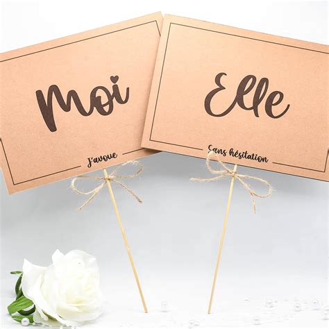 Jeu De Mariage Elle Et Lui Lot De Pancartes D Cor Es D Un Ruban Jeu