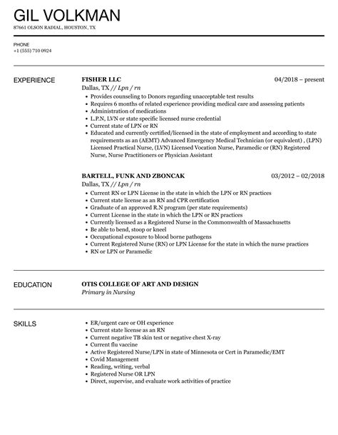 Lpn Rn Resume Samples Velvet Jobs