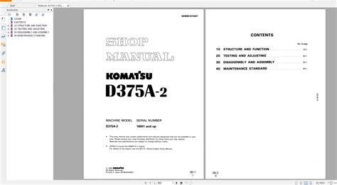 Komatsu Bulldozer D375A 2 Shop Manual SEBM01970207 1995