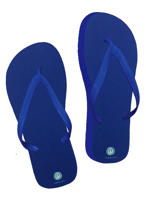 Royal Blue Natural Rubber Flip Flops Wide Straps Owniez