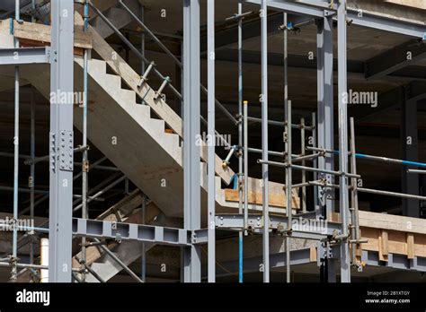 Steelwork And Scaffolding Steel Frame And Concrete Stairs Of