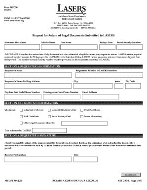 Fillable Online Lasersonline Request For Return Of Legal Documents