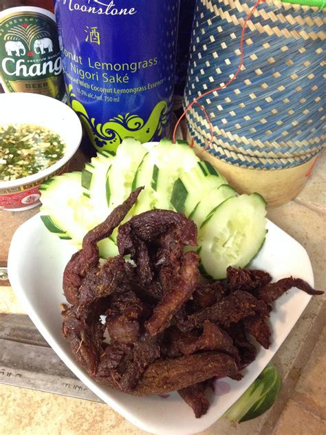 Laotian Sen Loat Lao Beef Jerky Served With Sticky Rice Enjoy It With Your Favorite Asian