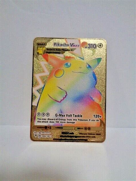 Mavin Pikachu VMAX Rainbow Gold Metal Collectable Card