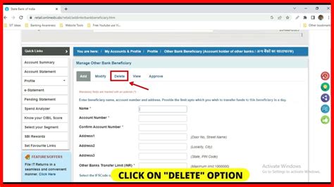 Sbi How To Delete Beneficiary In Sbi Net Banking Sr Academy India