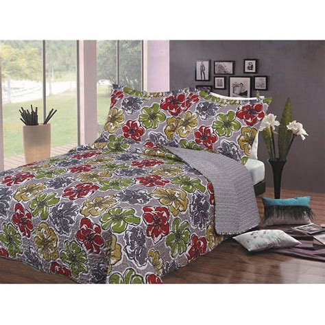 Luxury Fashionable Reversible Printed Bedding Quilt Set Floral Fantasy