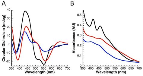 Circular Dichroism A And Visible Absorption B Spectra Comparing Download Scientific Diagram