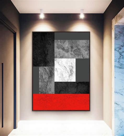 Quadro Abstrato Concreto Vermelho Canvas Moldura X Elo