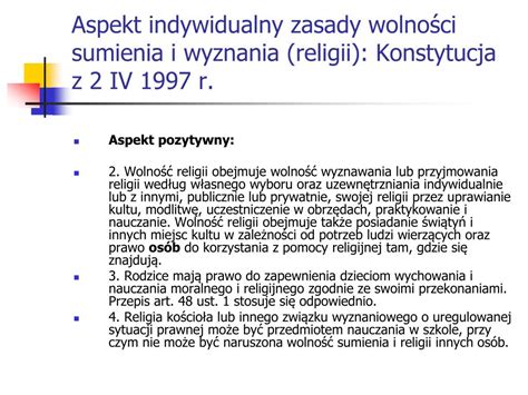 PPT Konstytucyjna zasada wolności sumienia i wyznania religii i jej