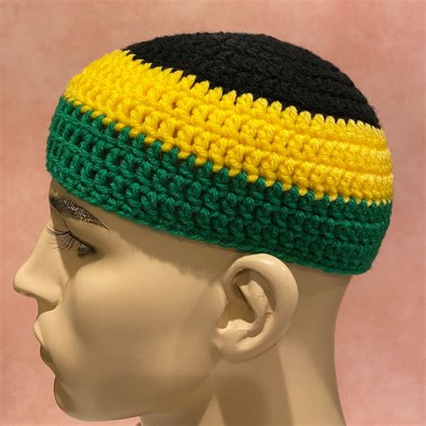 Jamaican Flag Color Kufi Hat Skull Cap Kufi Beanie Kufi Hat Etsy