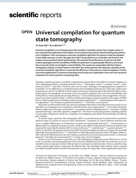 Pdf Universal Compilation For Quantum State Tomography