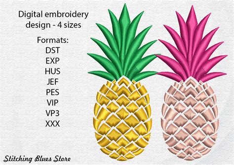 Pineapple Machine Embroidery Design Stitching Blues