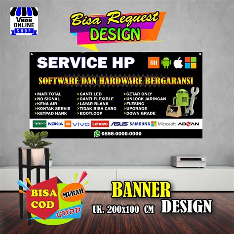 Spanduk Banner Service Hp Handphone Komputer Pc Service Elektronik