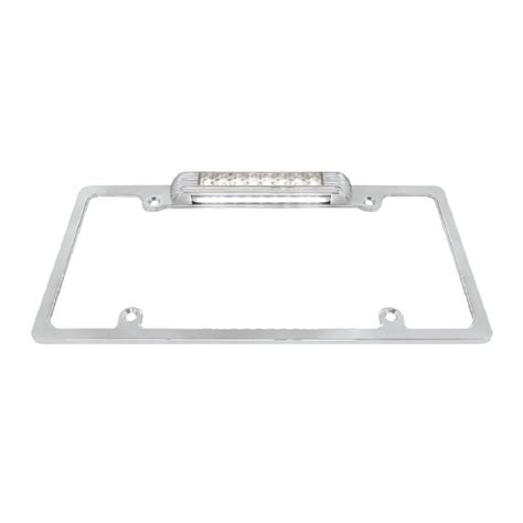 Chrome License Plate Frame With White LED Back Up Light White LED