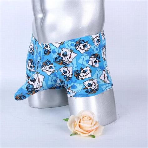 Mens Sexy Underwear Bikini Elephant Nose Nylon Boxer Shorts Gay U Convex Pants Ice Silk Boxer