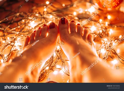 Woman Naked Feet Red Nails Lying Stock Photo 1900700890 Shutterstock
