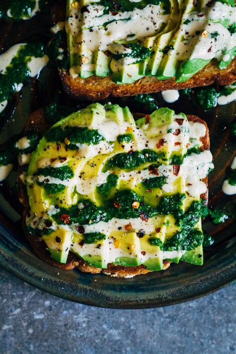 Green Pesto Avocado Toast W Tahini Well And Full