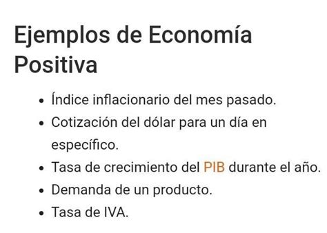 Ejemplo de economía positiva Brainly lat