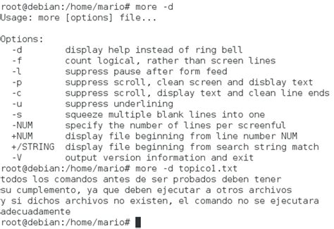 Comando More Linux Debian