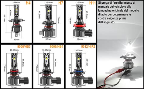 Xelord H Led K Bianca Lampadine Fari Auto E Moto Confezione Da