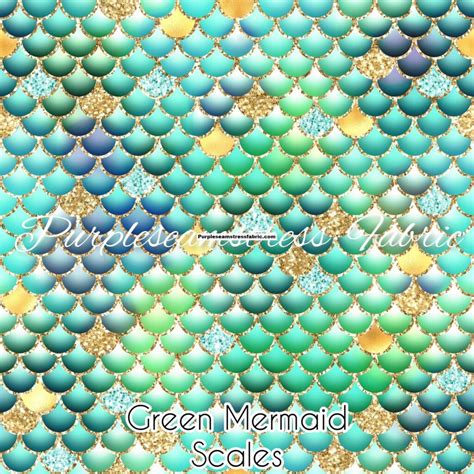 Green Mermaid Scales Purpleseamstress Fabric