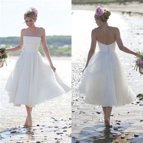 Product Image Tea Length Beach Wedding Dresses Short Bride Dresses