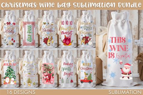 Christmas Wine Bag Sublimation PNG Bundle By Freeling Design House