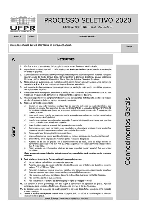 Solution Prova Ufpr Vestibular Studypool