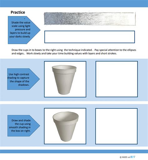 Art Lesson Ellipse Drawing And Shading Worksheets Inside Out Art Teacher