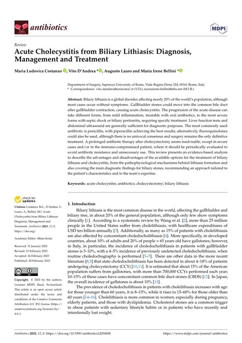 Pdf Acute Cholecystitis From Biliary Lithiasis Diagnosis Management