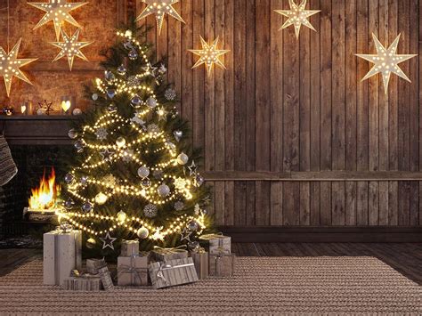 Christmas Tree Lights Wood Wall Photo Booth Backdrop DBD-19321