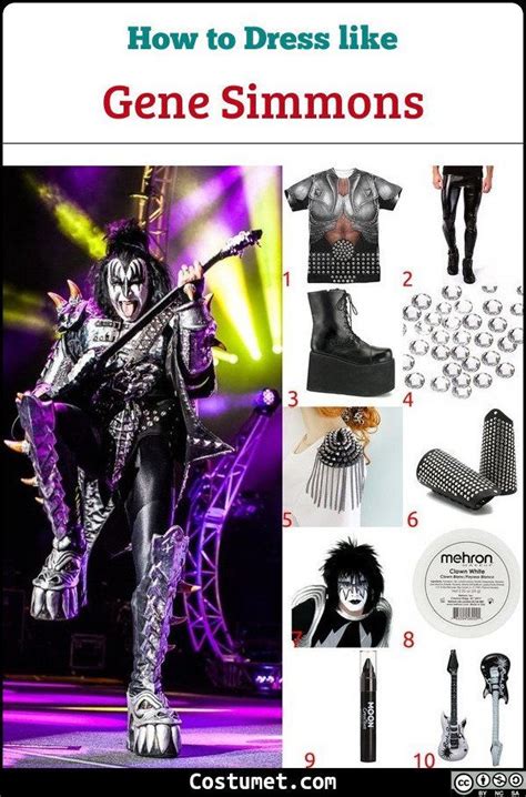 Gene Simmons Kiss Costume Includes A Armor Like Top Metalic Pants